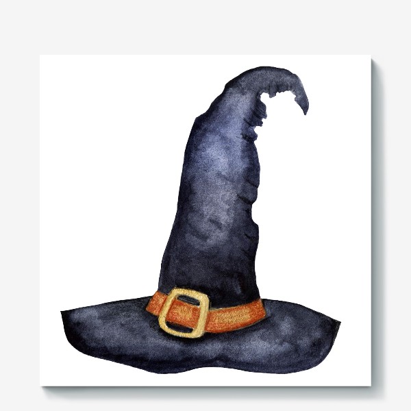 Холст «Witch's hat. Watercolor clipart on a white background.»