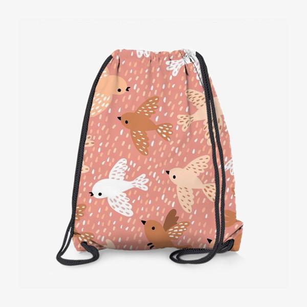 Рюкзак «Милые птички в розово-бежевых тонах»