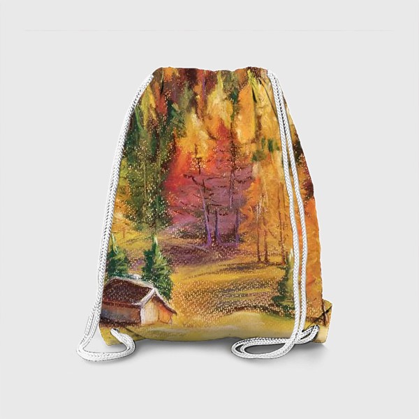 Рюкзак «Осенний пейзаж Картина Еловый лес Лиственницы Пастель»