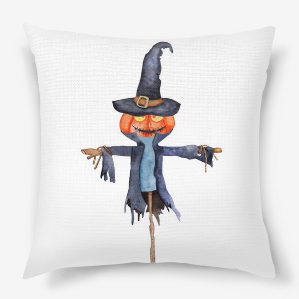 Подушка &laquo;Акварель пугало Halloween scarecrow. Pumpkin head.&raquo;