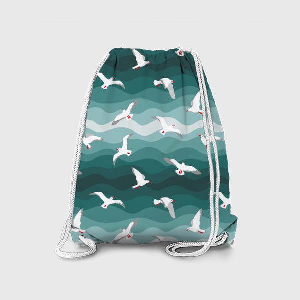 Рюкзак «Чайки над морем, мелкий паттерн»