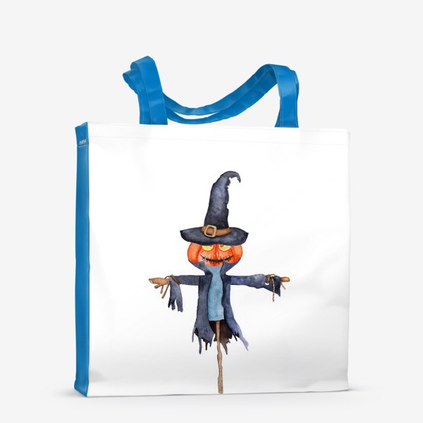 Сумка-шоппер &laquo;Акварель пугало Halloween scarecrow. Pumpkin head.&raquo;