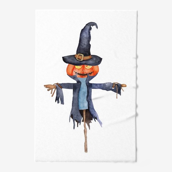 Полотенце «Акварель пугало Halloween scarecrow. Pumpkin head.»
