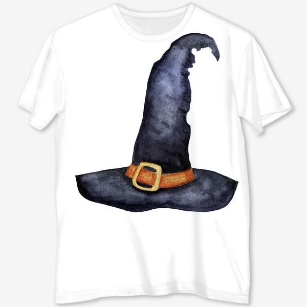 Футболка с полной запечаткой «Witch's hat. Watercolor clipart on a white background.»