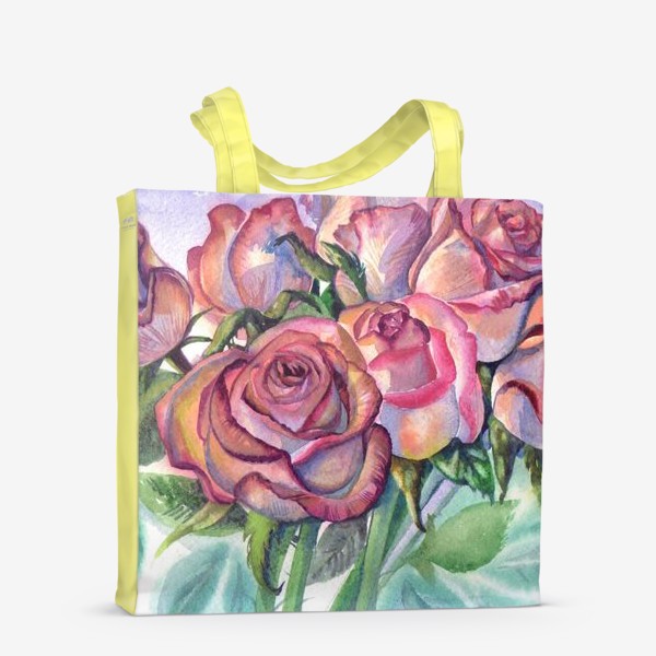 Сумка-шоппер &laquo;розы розовые , букет&raquo;
