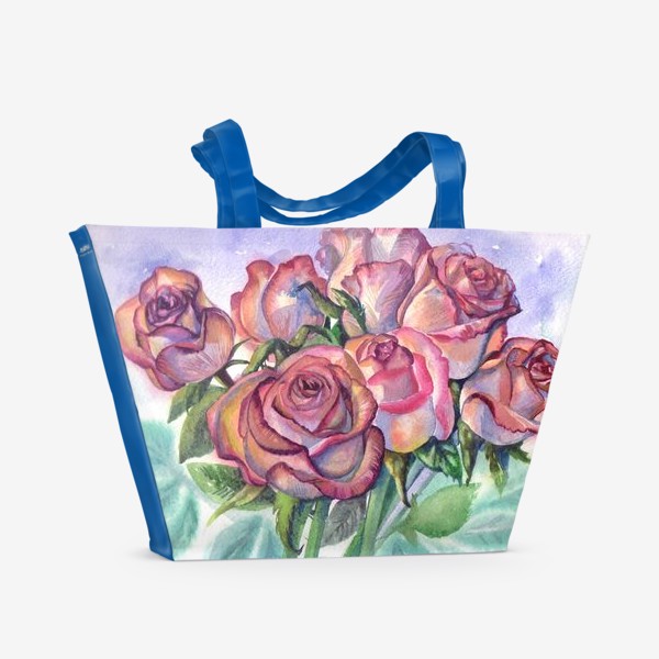 Пляжная сумка &laquo;розы розовые , букет&raquo;