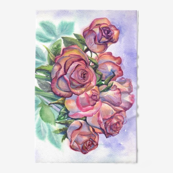 Полотенце «розы розовые , букет»