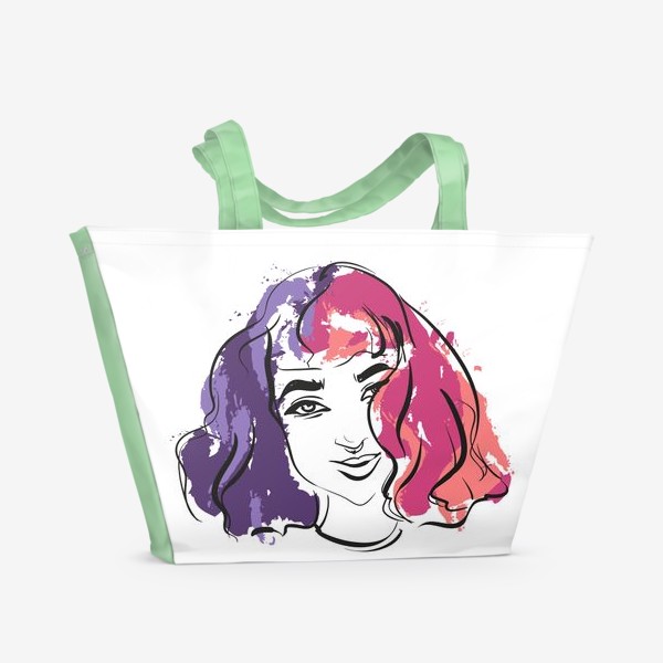 Пляжная сумка «Viola | Color hair | Fashion cкетч»