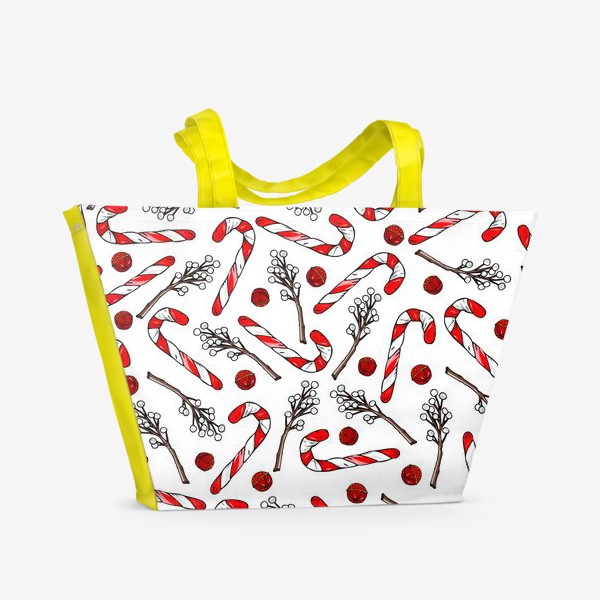 Пляжная сумка &laquo;рождественская сладкая трость и омела&raquo;
