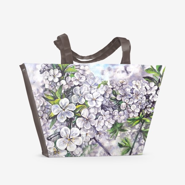 Пляжная сумка «белая вишня в цвету»