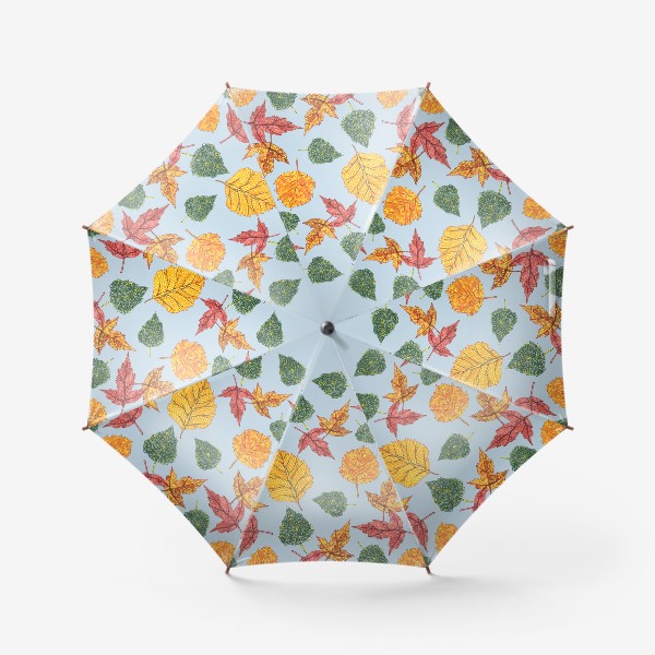 Зонт «осенние листья на голубом фоне»