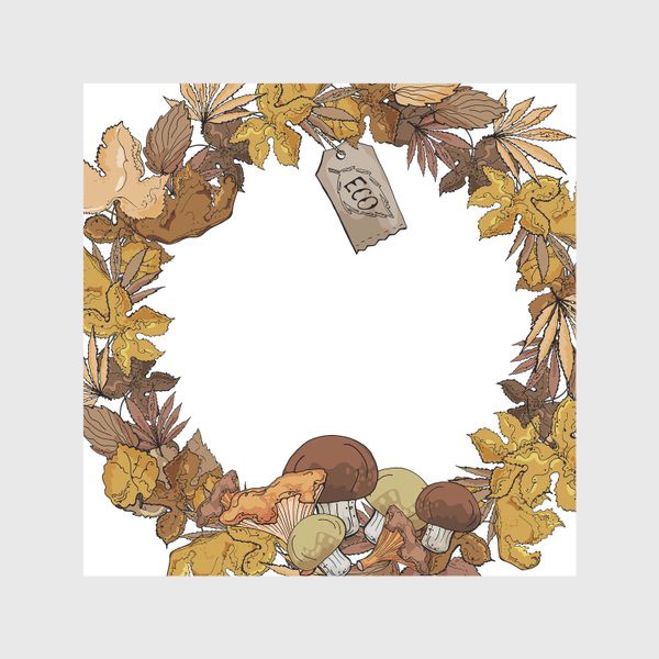 Скатерть «Осенний веночек из листьев и грибов»