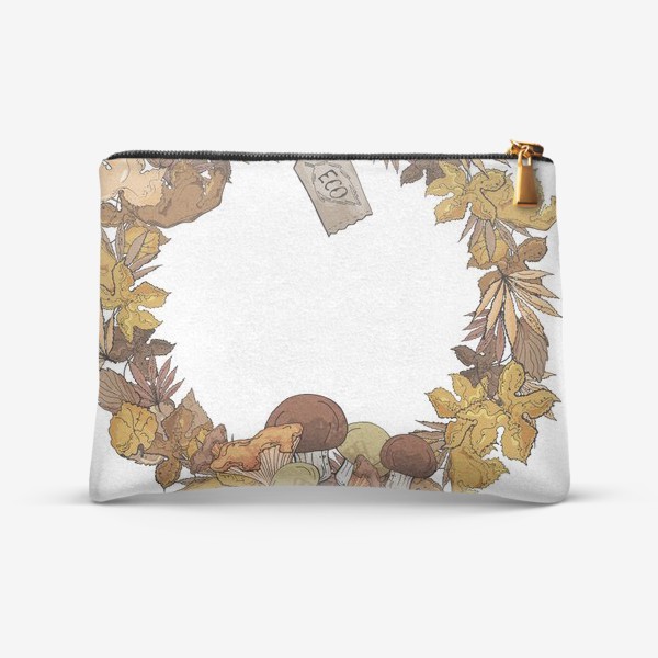 Косметичка «Осенний веночек из листьев и грибов»