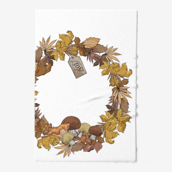 Полотенце «Осенний веночек из листьев и грибов»