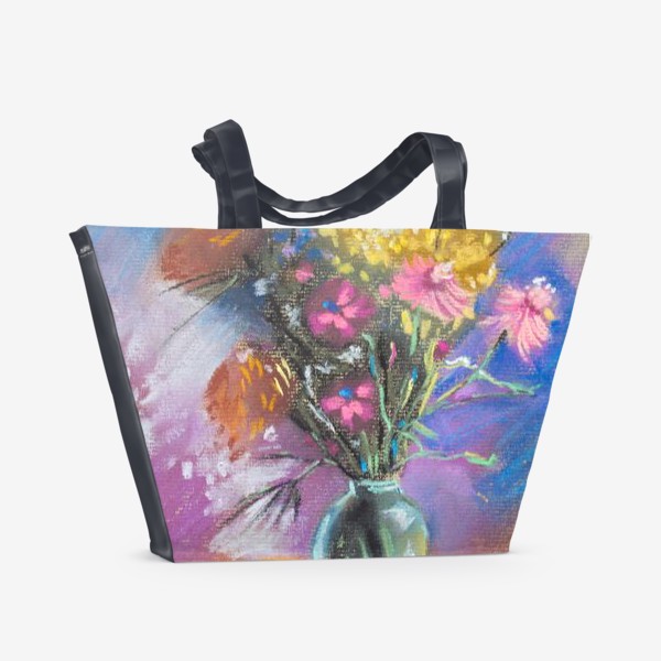 Пляжная сумка «Осенний букет Полевые цветы Настроение солнце Пастель»