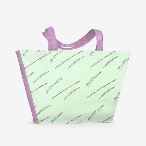 Пляжная сумка «Нежный паттерн в постельных тонах, ботаника, колоски, листья»
