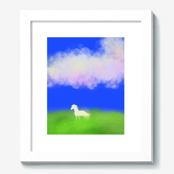 Картина &laquo;Белая лошадь в поле&raquo;