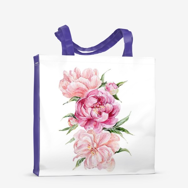 Сумка-шоппер «Розовые акварельные пионы»