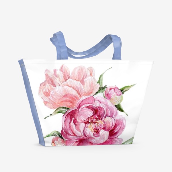 Пляжная сумка «Розовые акварельные пионы»