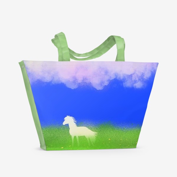 Пляжная сумка &laquo;Белая лошадь в поле&raquo;
