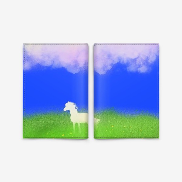 Обложка для паспорта &laquo;Белая лошадь в поле&raquo;