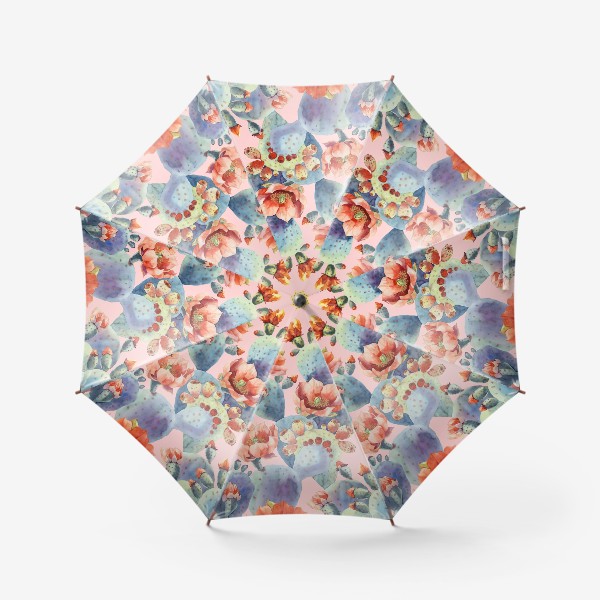 Зонт «Цветущие кактусы на розовом фоне»