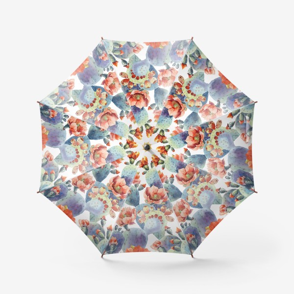 Зонт &laquo;Цветущие кактусы на белом фоне&raquo;