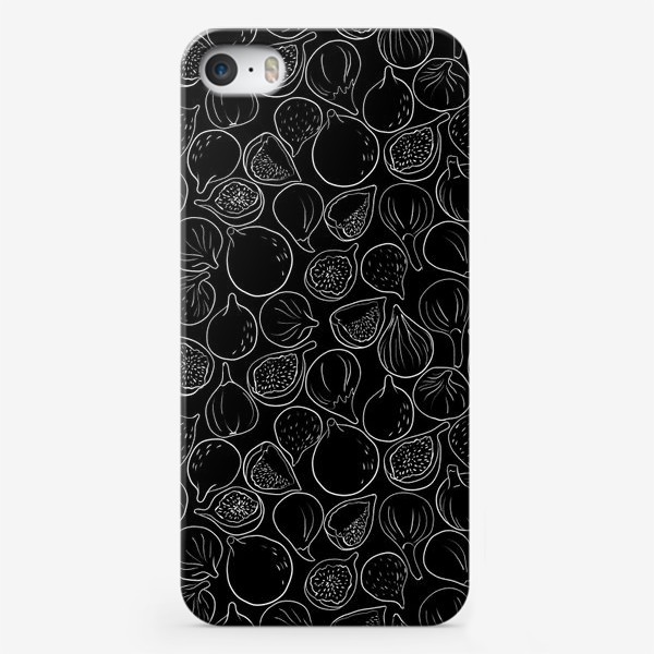 Чехол iPhone «Инжир белыми линиями на черном фоне»
