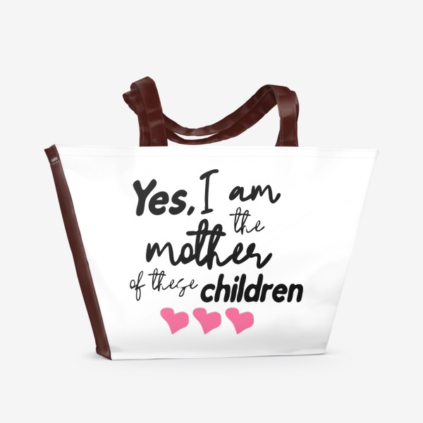 Пляжная сумка «Леттеринг "Да, я мать этих детей"»