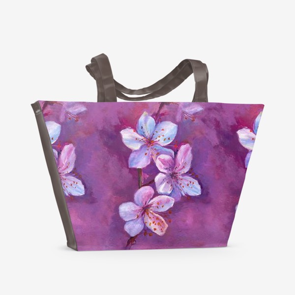 Пляжная сумка «цветы на живописном фоне»
