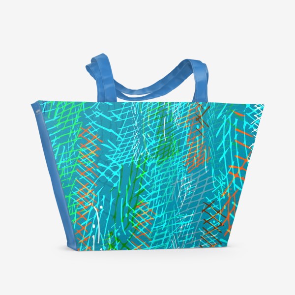 Пляжная сумка «абстрактные бирюзовые штрихи»