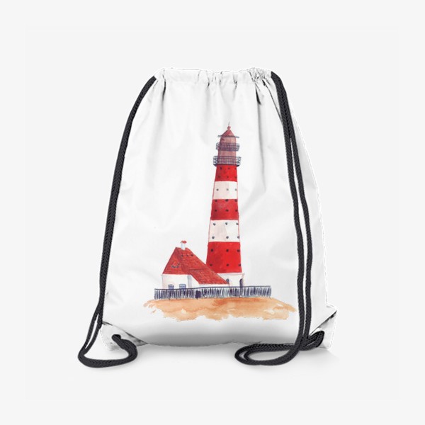 Рюкзак «Красно-белый полосатый маяк с пристройкой домом»