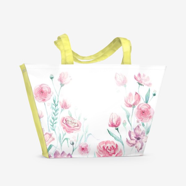 Пляжная сумка &laquo;цветы акварель&raquo;