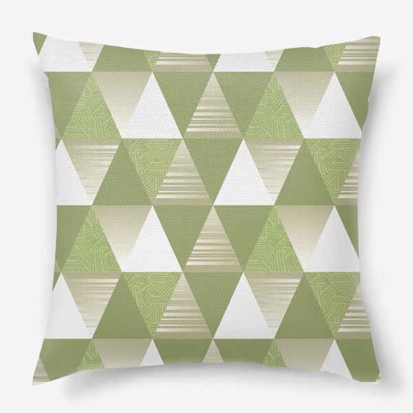 Подушка «треугольники узор зеленые»