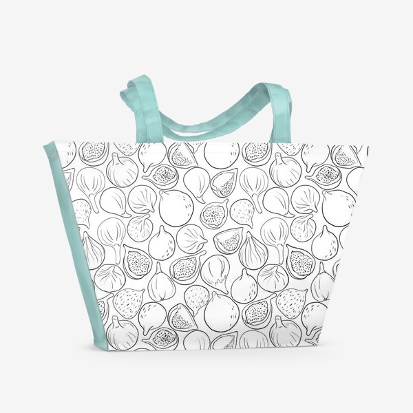 Пляжная сумка «Инжир линиями на белом фоне»