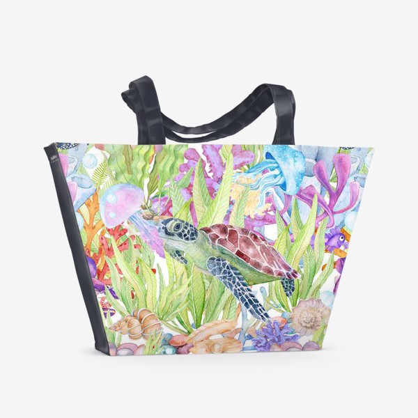Пляжная сумка «Морская черепаха бесшовный рисунок»