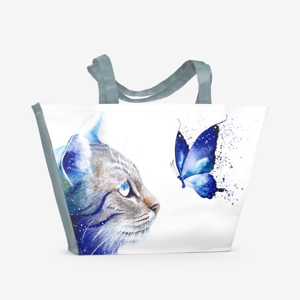Пляжная сумка «Космос. Кот и бабочка»