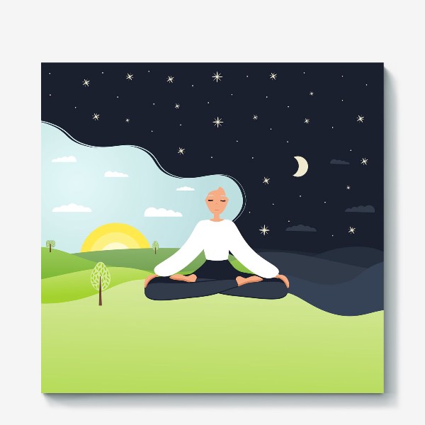 Холст «Йога. День и ночь. Медитация. »