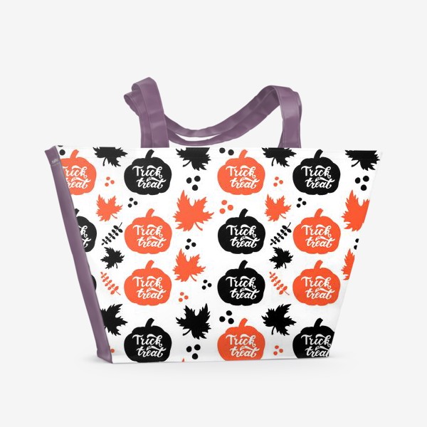 Пляжная сумка «Хэллоуин: оранжевые и черные тыквы. Trick or treat. Halloween»