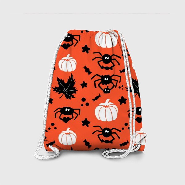 Рюкзак «Хэллоуин: тыквы и паучки с конфетами и сердечком»