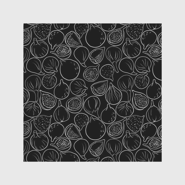 Скатерть «Инжир белыми линиями на черном фоне»