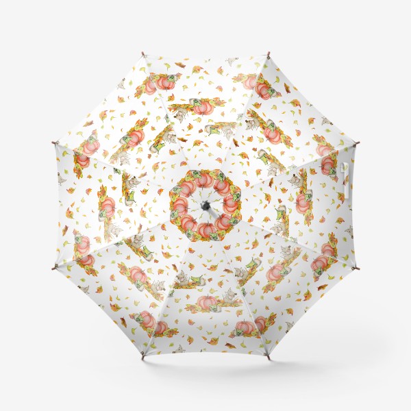Зонт « Мышка, тыквы, листопад»