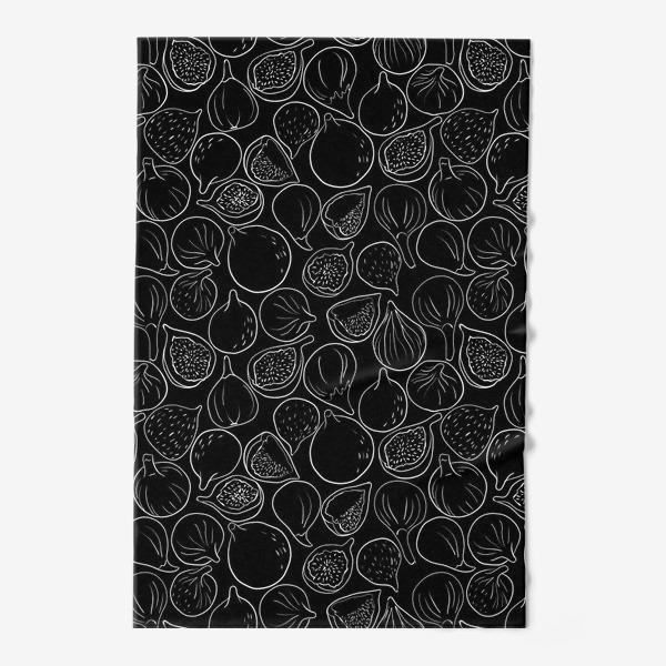 Полотенце «Инжир белыми линиями на черном фоне»