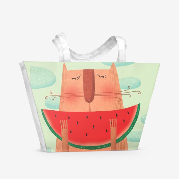 Пляжная сумка «Кот и арбуз»
