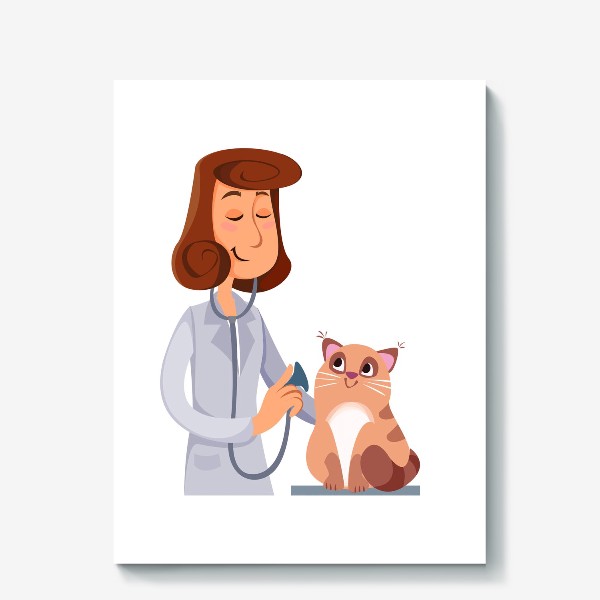 Холст «Ветеринар с котом»