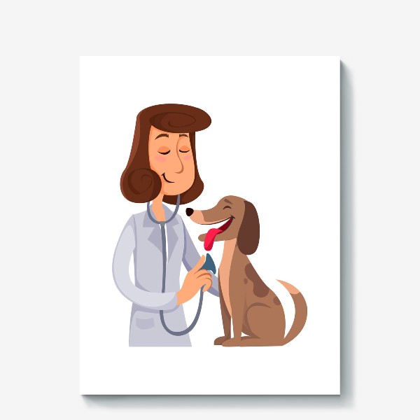 Холст «ветеринар с собакой»