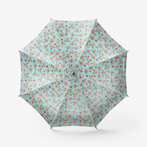 Зонт «мультяшный узор с новогодними северными оленями»