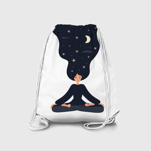 Рюкзак «Йога. Девушка медитирует в позе лотоса. Ночь»