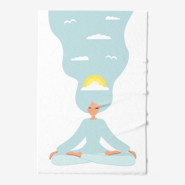 Полотенце «Йога. Девушка медитирует в позе лотоса. День»