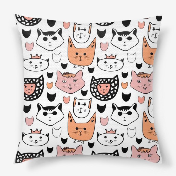 Подушка «Теплые коты. Паттерн с котиками»